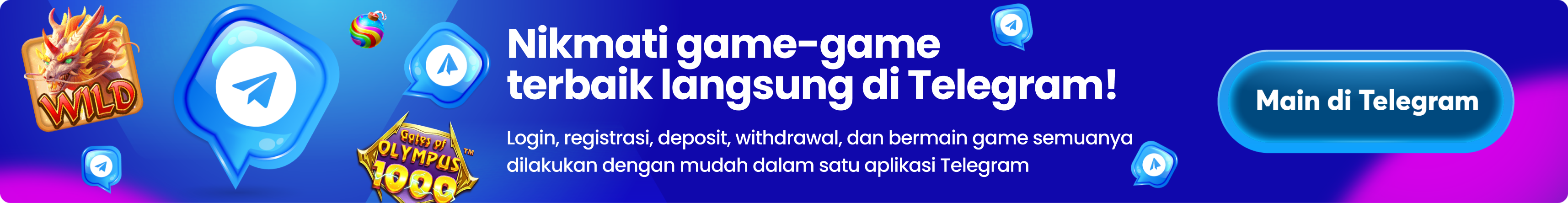 แบนเนอร์ Telegram สำหรับทางเข้าใช้งาน